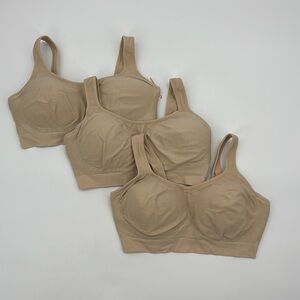 Truekind Daily‎ Comfort Wirefree Shaper Bra 3 pack in Chai size L NWT